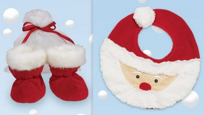 

Bearington Bears Plush Santa Claus Ba Bib & Booties(Red)