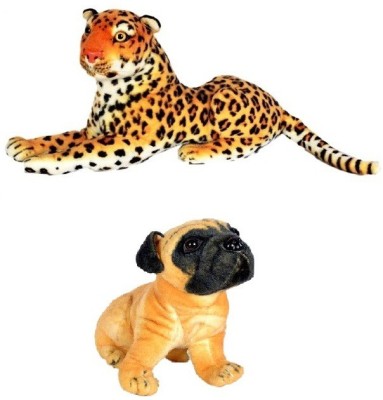 VRV VRV Wild Animal Cheetah and Pug Dog  - 18 cm(Multicolor)