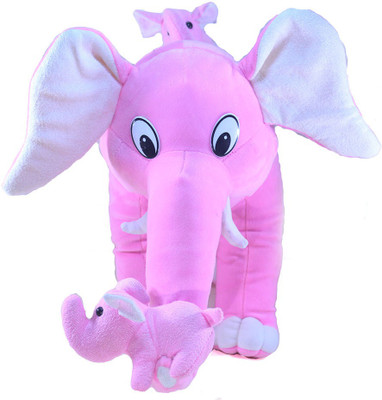 

Tickles Mummy Elephant with Her Two Babis - 41 cm(Pink)