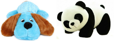 

Deals India Deals India Multicolor lying Dog soft toy with Ring in neck and Panda Soft toy (26cm) (set of 2) combo - 26 cm(Multicolor)