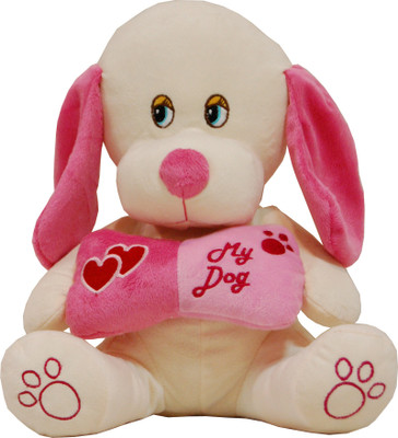 

Surbhi Dog With Bone - 33 cm(White, Pink), Pink;white