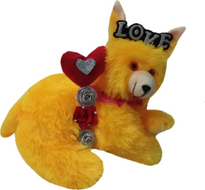 

Aparshi Designer Cat with love bow stuffed soft toy - 30 cm(Yellow)