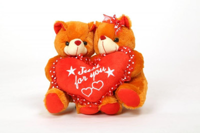 

DealBindaas Valentine Stuff Toy Teddy Bear Couple Join with Heart - 23 cm(Multicolor)