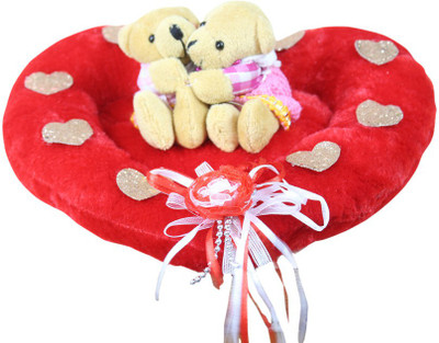 

Tickles Couple Teddy Sitting On Heart Valentine - 24 cm(Multicolor)