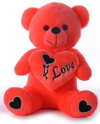 

Dimpy Stuff Bear W/Heart in Sitting 28Cm - 28 cm(Hot Red)