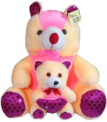 

MYBUDDY sweet n soft teddy with baby teddy bear - 55 cm(Pink)