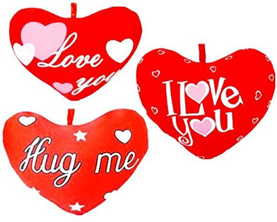 

LittleShopee 3 Red Valentine Love Heart Cushions - 14 cm(Red)