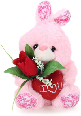 

Tickles Rabbit With Rose - 18 cm(Pink)