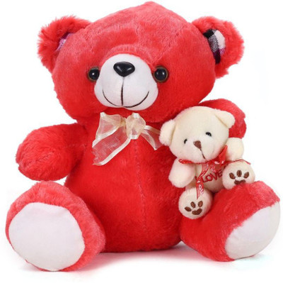 

Tickles Teddy With Cute Baby - 28 cm(Red)