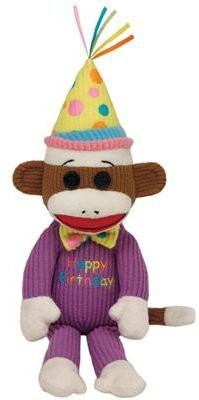 

TY Beanie Babies Happy Birthday Sock Monkey Plush(Purple)