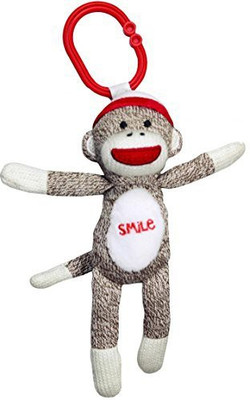 

Baby Starters 8" Plush "SMILE" Sock Monkey Rattle with Pull Vibration & Stroller Hook - 24 inch(Multicolor)