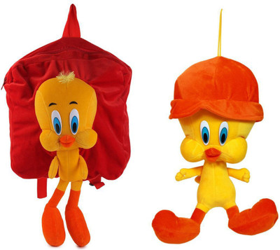 

MGP Creation Premium Tweety Kids School Bag (Red) with Tweety Cap toy 30cm - 14 inch(Multicolor)