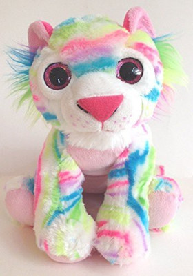 The Petting Zoo Plush Rainbow Tiger 11 Inches(White)