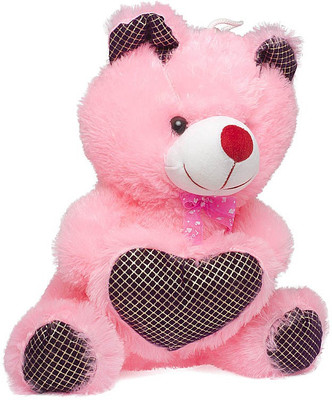 

Fashion Knockout Printed Black Check Pink Teddy - 35 cm(Multicolor)
