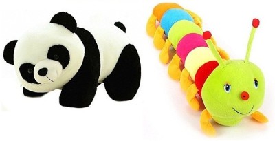 

SHOP24HOME Panda Soft Toy 30cm with Colourful Caterpillor 55cm Soft Toys Combo - 20 cm(Multicolor)