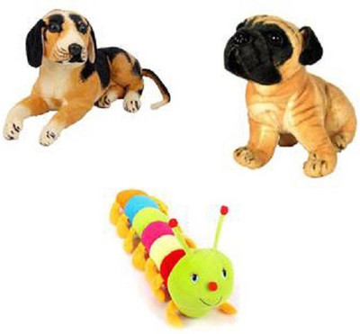 

Yakeen Colourful Caterpillar, Pg & Hm Dog Combo Soft Toys Pack of 3 - 32 cm(Multicolour)
