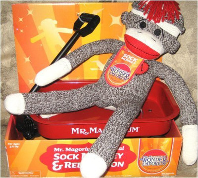

Schylling Mr Magorium'S Wonder Emporium Sock Monkey & Red Wagon(Grey)