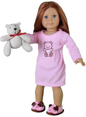 

Dress Along Dolly Doll Clothes For American Girl Dolls 3 Piece Night Gown(Pink)
