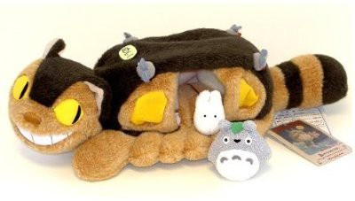 

Totoro Studio Ghibli My Neighbor Totoro 13" long Cat Bus plush with one grey and one white Totoros - 20 inch(Multicolor)