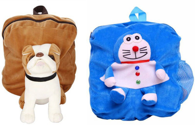 

MGP Creation Exclusive Brown Pug Dog & Blue Man Nursery Kids School Bag - 14 inch(Multicolor)