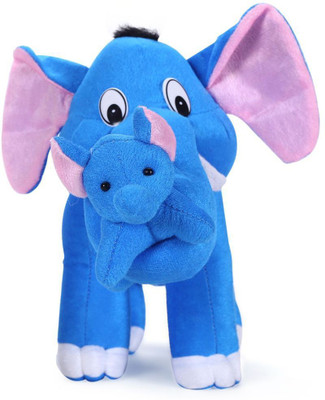 Tickles Mother Elephant With Single Baby - 32 cm(Blue)