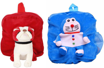 

MGP Creation Exclusive Red Pug Dog & Blue Man Nursery Kids School Bag - 14 inch(Multicolor)