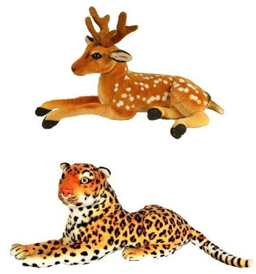 VRV Wild Animal Cheetah and Deer 17 cm Multicolor VRV Soft Toys