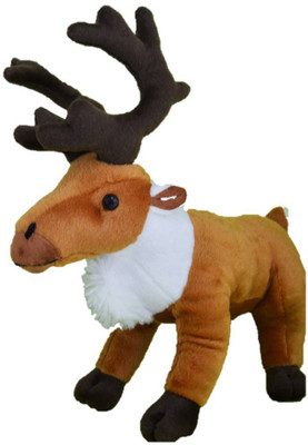 

ToyJoy Brown 12 Horn Deer Stuffed Soft Plush Animal Standing Toy for Kids 34 cm - 37 cm(Brown, White)