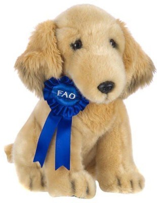 

FAO Schwarz 11" Blue Ribbon Plush Golden Retriever Tan - 6 inch(Brown)