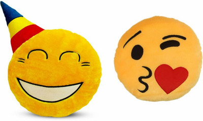 

Deals India Deals India Yellow Party and Face throwing a kiss Smiley Cushion - 35 cm(SmileyB&F)(Set of 2) - 35 cm(Multicolor)