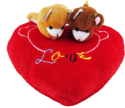 

Tabby Toys Valentines Soft Dog Couple On Blooming Red Heart - 35 cm(Red)