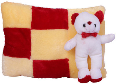 

ESHTYLE Light Brown and Cream Multicolour Pillow with Teddy Bear - 16.53 inch(Cream, Brown), Brown;cream