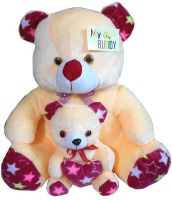MYBUDDY sweet soft mother with baby teddy bear - 55 cm(Beige)