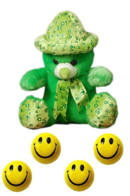 

VRV Soft Green Love Teddy Bear and Smiley Balls - 25 cm(Mutlicolor)