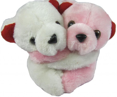 Tickles Hugging Pair Teddy 4.5 inch White, pink Tickles Soft Toys