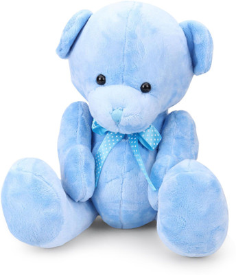 Starwalk Bear Plush With Polka Dotted Bow Blue Colour - 40 cm(Blue)
