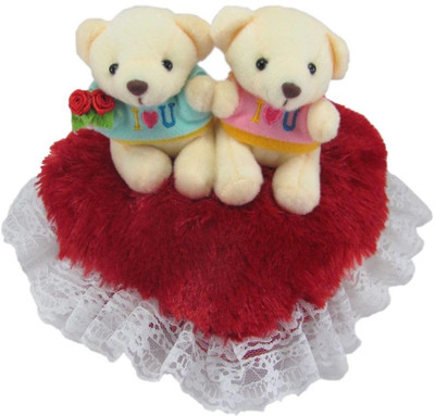 Tickles Couple Teddy On Heart 22 cm Red Tickles Soft Toys