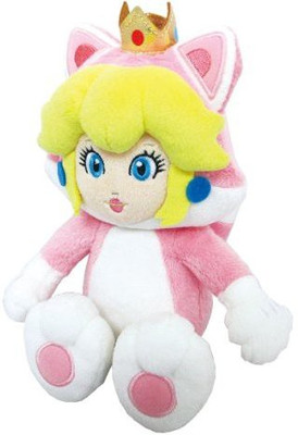 

Sanei Super Mario 3D World Neko Cat Princess Peach 9" Plush Doll(White)