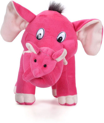 Tickles Cute Mother Elephant With Single Baby 32 cm Pink Tickles Soft Toys