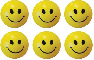 

Mplus Smiley Face Squeeze Stress Ball - Set of 6 - 3 inch(Yellow, Black), Black;yellow
