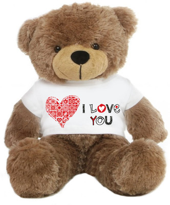 

Grab A Deal Big Teddy Bear wearing a Beautiful I Love You T-shirt - 24 inch(Brown)