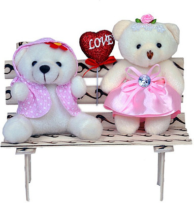 

Pingaksh Crafty Collection Cute Beautiful Teddy Couple on Bench - 6.6 inch(Multicolor)
