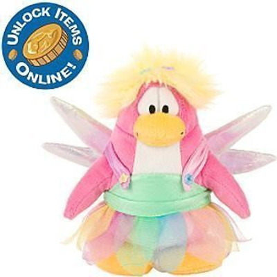 Club Penguin Rainbow Fairy Costume 6-1/2 Inch Scale Plush Toy with Online Code - 25 inch(Multicolor98)