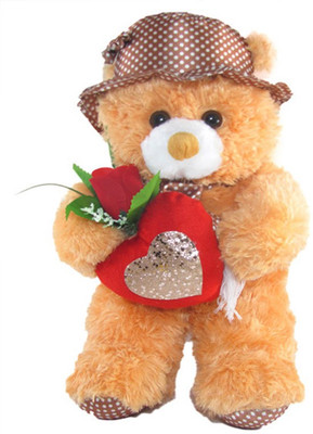 

Tickles Adorable Teddy With Lovely Heart And Rose - 40 cm(Brown)