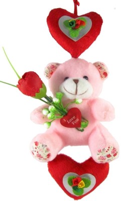 Tickles Lovely Teddy With Hanging Heart  - 20 cm(Pink)