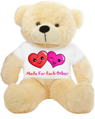 

Grab A Deal Big Teddy Bear wearing a Made For Each Other T-shirt - 24 inch(Beige, Orange)