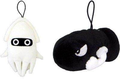 

Little Buddy Set Of 2 Super Mario Plush Doll 6" Blooper & 5" Bullet Bill(Black)