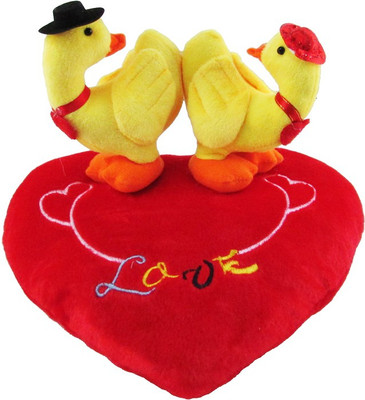 

Tabby Toys Valentines Happy Couple Duck On Blooming Heart - 35 cm(Red, Yellow)