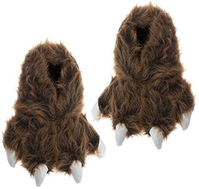 

Wishpets Grizzly Bear Paw Slippers w/ White Claws (Brown, Medium) - 25 inch(Multicolor)