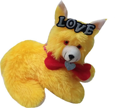 

Aparshi Cute Cat with love bow stuffed soft toy - 30 cm(Yellow)
